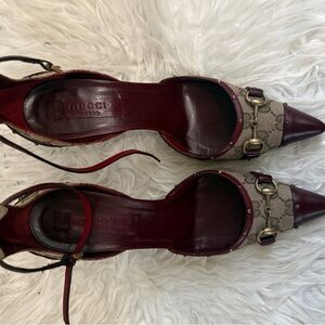 Gucci Women's Burgundy and Tan Heels